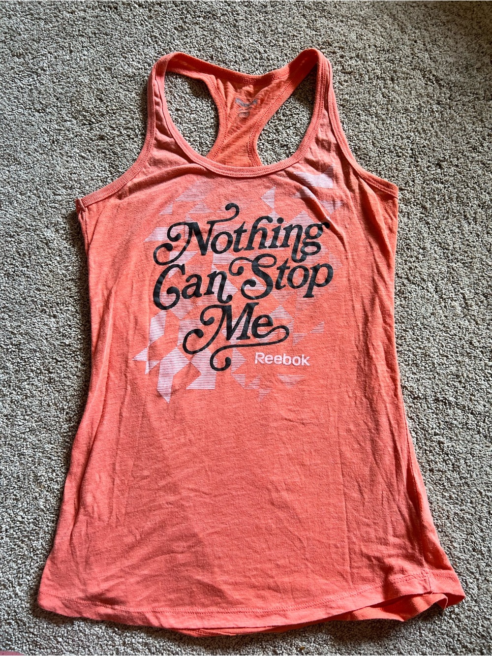 Reebok Women’s Orange/Coral Racerback Tank - "Nothing Can Stop Me" Athletic XS